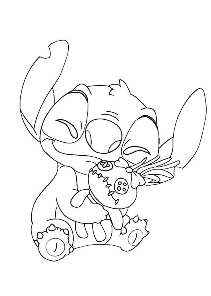 Stitch oyuncağına sarılıyor boyama sayfası